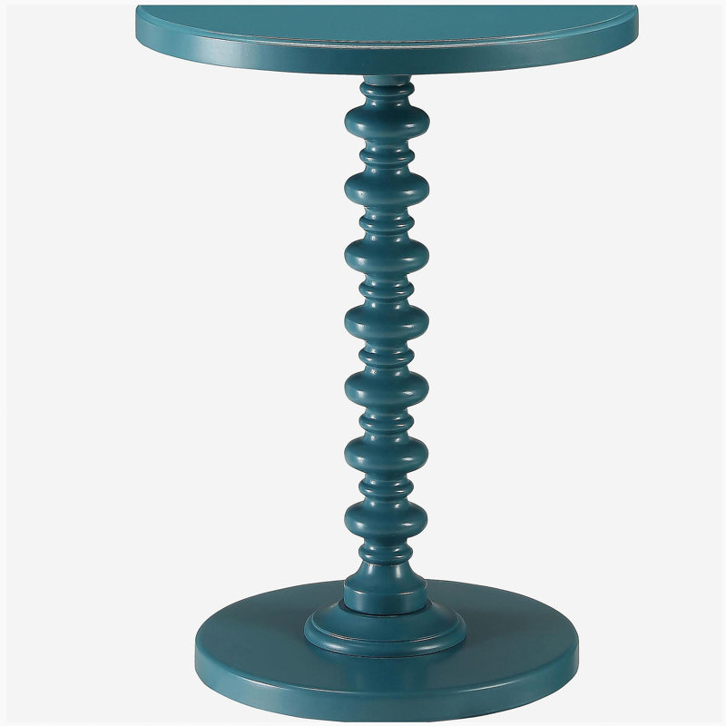 Teal Round Wooden Side Table, Teal