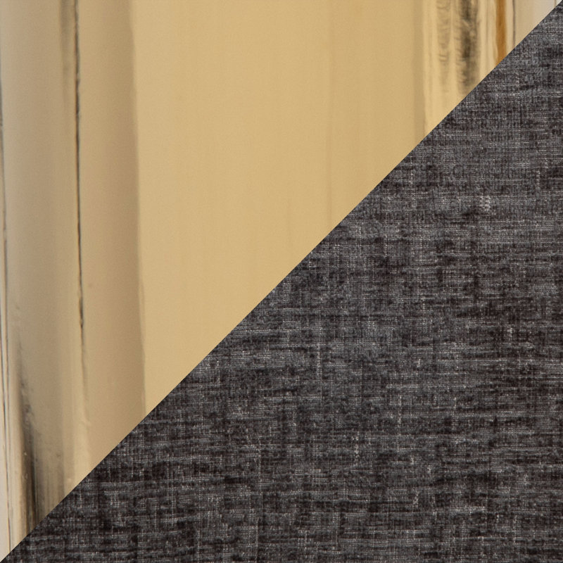 Tabouret de bar réglable avec pivot, Doré, Gris / tissu