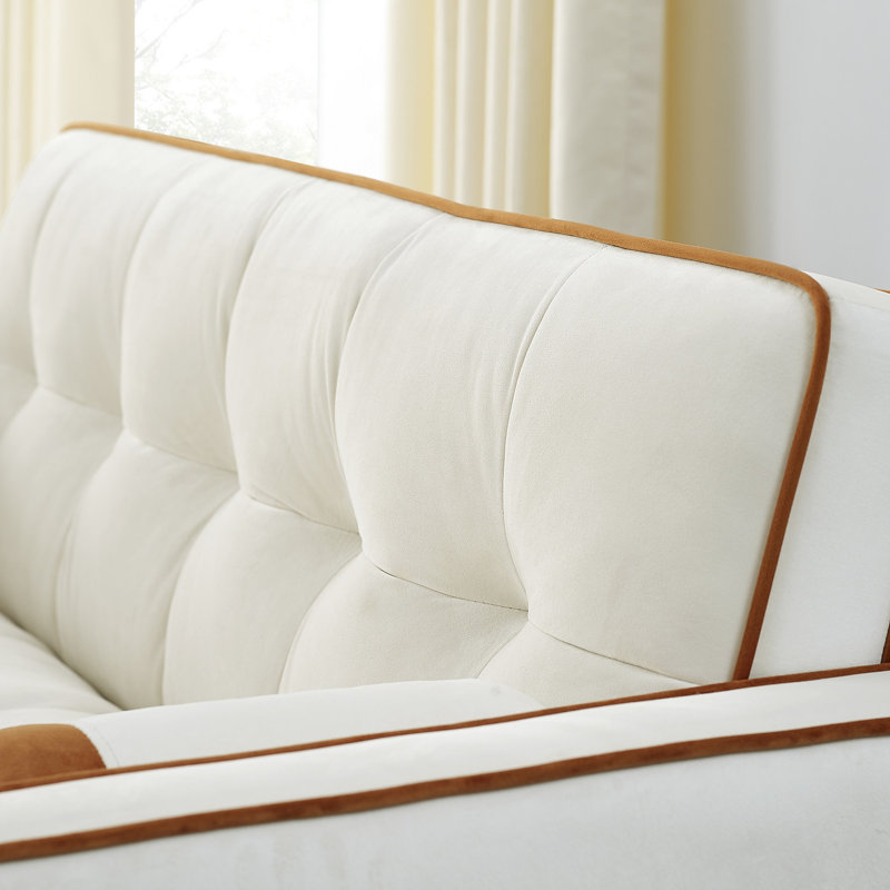 Lit gigogne escamotable 55,5 po, canapé 2 places, housse en velours beige, coussins lombaires réglables et poches latérales pour la maison, appartement, bureau moderne 2, 55,5 po avec poches, coussins, velours, salon