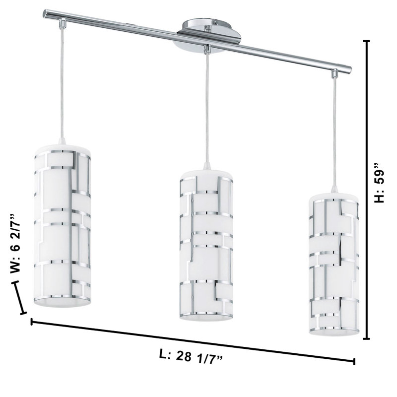 Holmquist 3-Light Dimmable Kitchen Island Pendant 