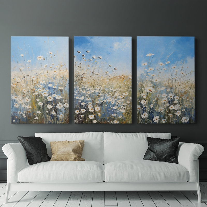 Étude florale série VII - Ensemble de 3 toiles tendues avec châssis - Prêt à être accroché, H 12 po x l 8 po