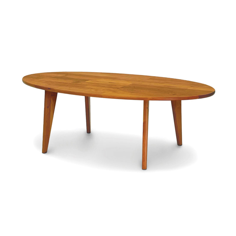 Sage Oval Coffee Table With Wood Legs, 18" H x 48" L x 28" W