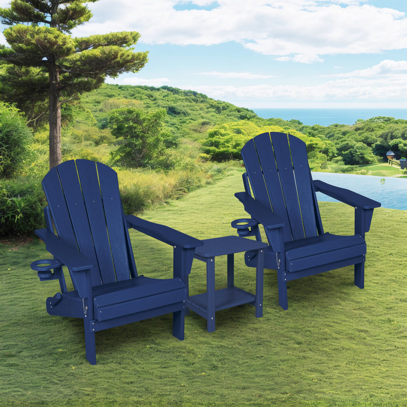 Chaise Adirondack avec table d'appoint (ensemble de 3), Marine