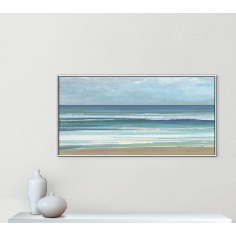 «Gentle Waves I» par Sally Swatland, H 31,5 po x l 61,5 po, Blanc