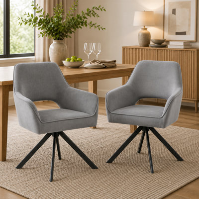 Ensemble de 2 chaises de salle à manger modernes et rembourrées pivotantes avec coussin épais pour la cuisine, la salle à manger et le salon