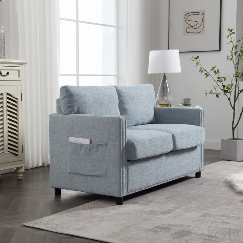 Demandrea Upholstered 52.36'' Loveseat, Mint Green Chenille