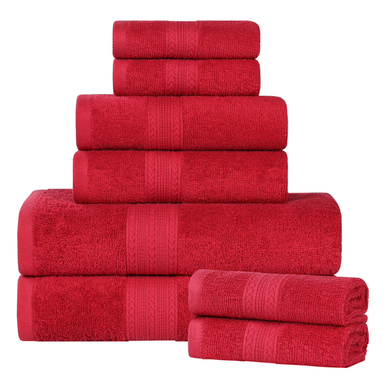 Asleigh 8-Piece Cotton Towel Set, Cranberry
