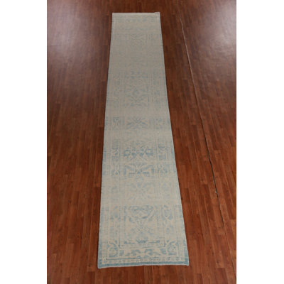 Vegetable Dye Wool Oushak Turkish Runner Rug 3x17