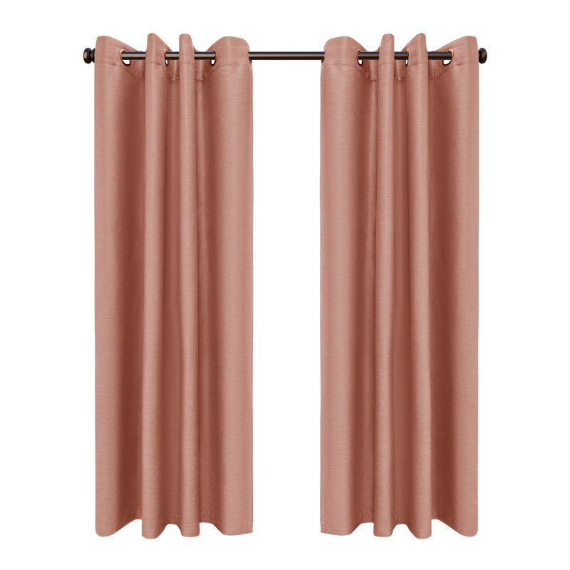 Woven Textured Room Darkening Grommet Panel Pair(2 Panels), 52" W x 108" L, Clay