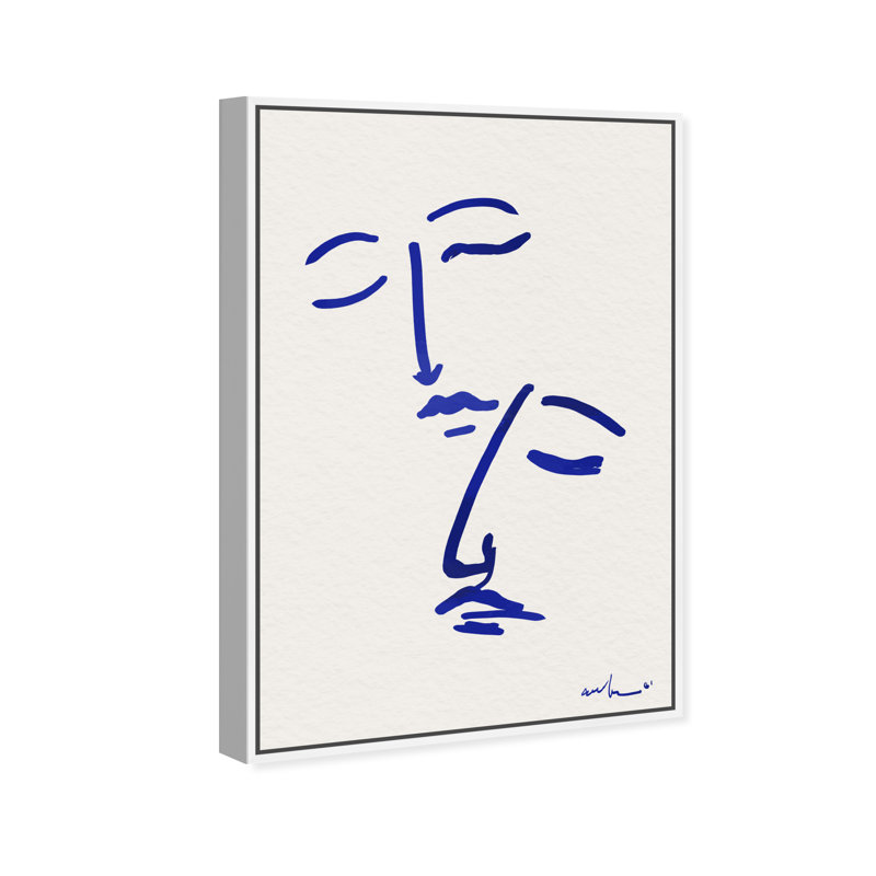 «Abstract Couple Blue and White» par Floater, reproduction d'art sur toile, H 31 po x l 21 po, Blanc