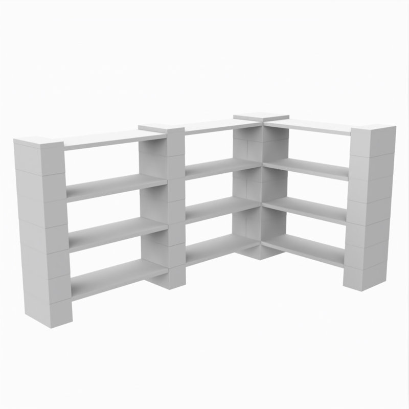 4 Level Double Corner Shelving, White