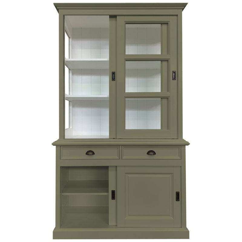 Benjamin-James 125 cm W Display Cabinet, Olive Grey