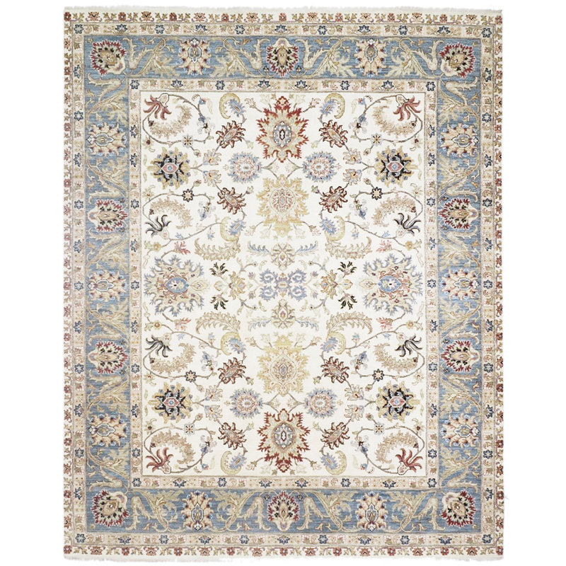 Oriental Area Rug in Beige/Wine/Light Blue, Rectangle 9' x 12'