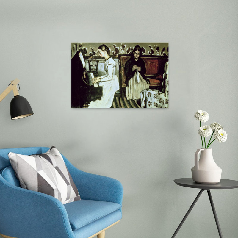 Jeune fille au piano, 1868-1869, estampe d'art mural abstraite contemporaine, H 16 po x l 24 po