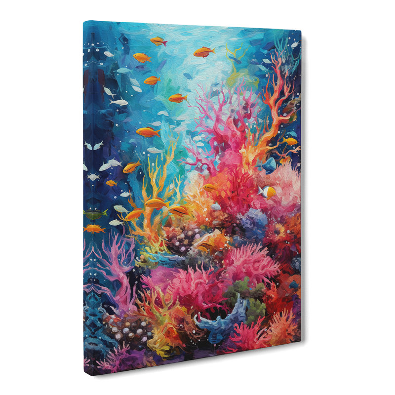 Coral Impressionism Art - Wrapped Canvas, 60cm H x 40cm W x 3cm D