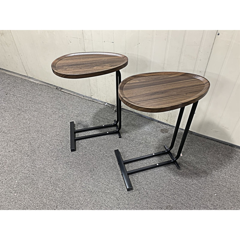 Tables d'appoint 2 pièces en forme de C, Brun