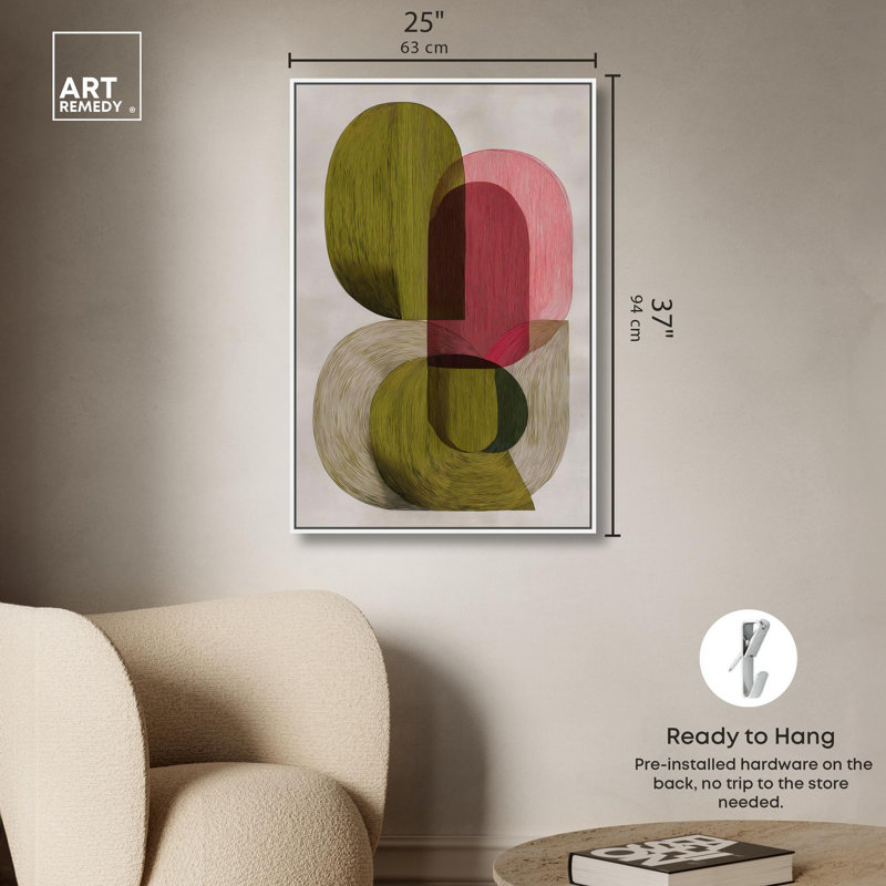 Impression sur toile de chevauchement "Forms I" par Art Remedy, cadre blanc, 24 x 36, H 37 po x l 25 po, Cadre blanc