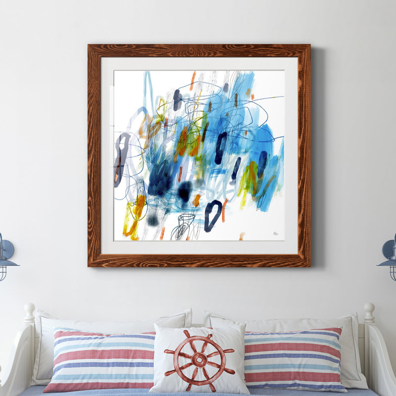 Up And Down - Peinture encadrée, Papier noyer, H 27,5 po x l 27,5 po x P 1,5 po