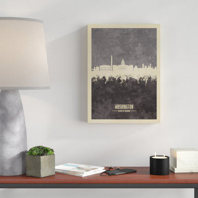 'Washington DC Skyline Gray' Graphic Art on Wrapped Canvas