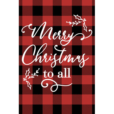 Merry Christmas Buffalo Check 1 Piece Wrapped Canvas Wall Art