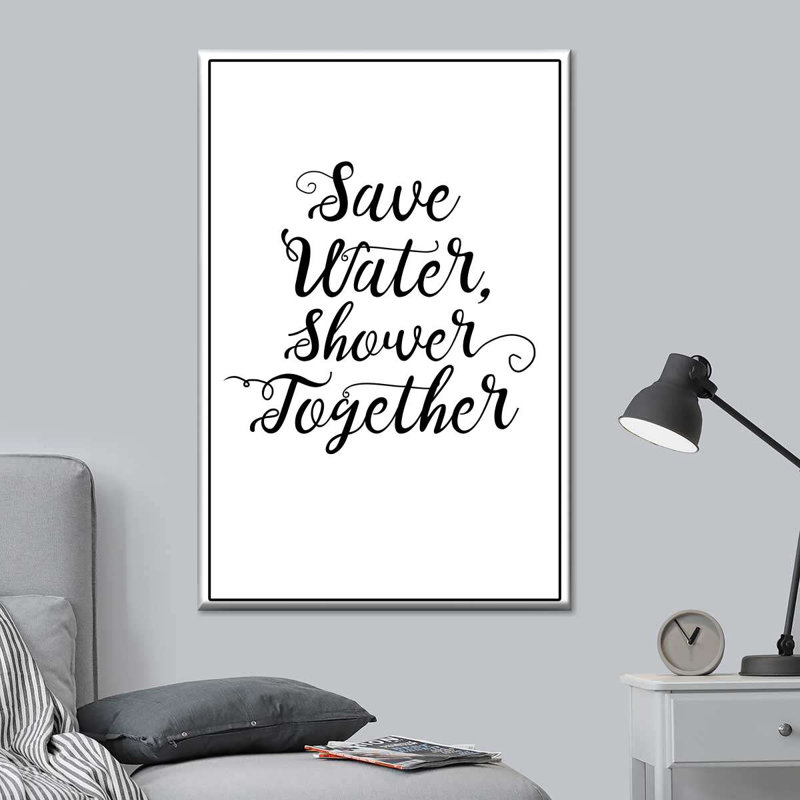 «Shower Together», art textuel sur toile, H 48 po x l 32 po x P 1,25 po