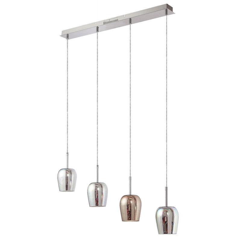4 - Light 27.56''W Chrome LED Kitchen Island Pendant