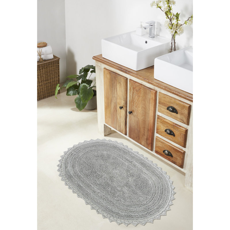 Tapis ovale réversible 100% coton Maxeys, Ovale 20 po x 32 po, Gris