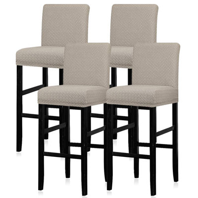 Bar Stool Covers Set Of 4 - Stretch Washable Barstool Seat Covers Removable Bar Chair Covers With Backs,Counter Height Bar Stool Chair Covers For Kitchen Dining Room Cafe