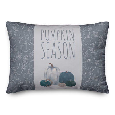 Coussin bleu 4 citrouilles