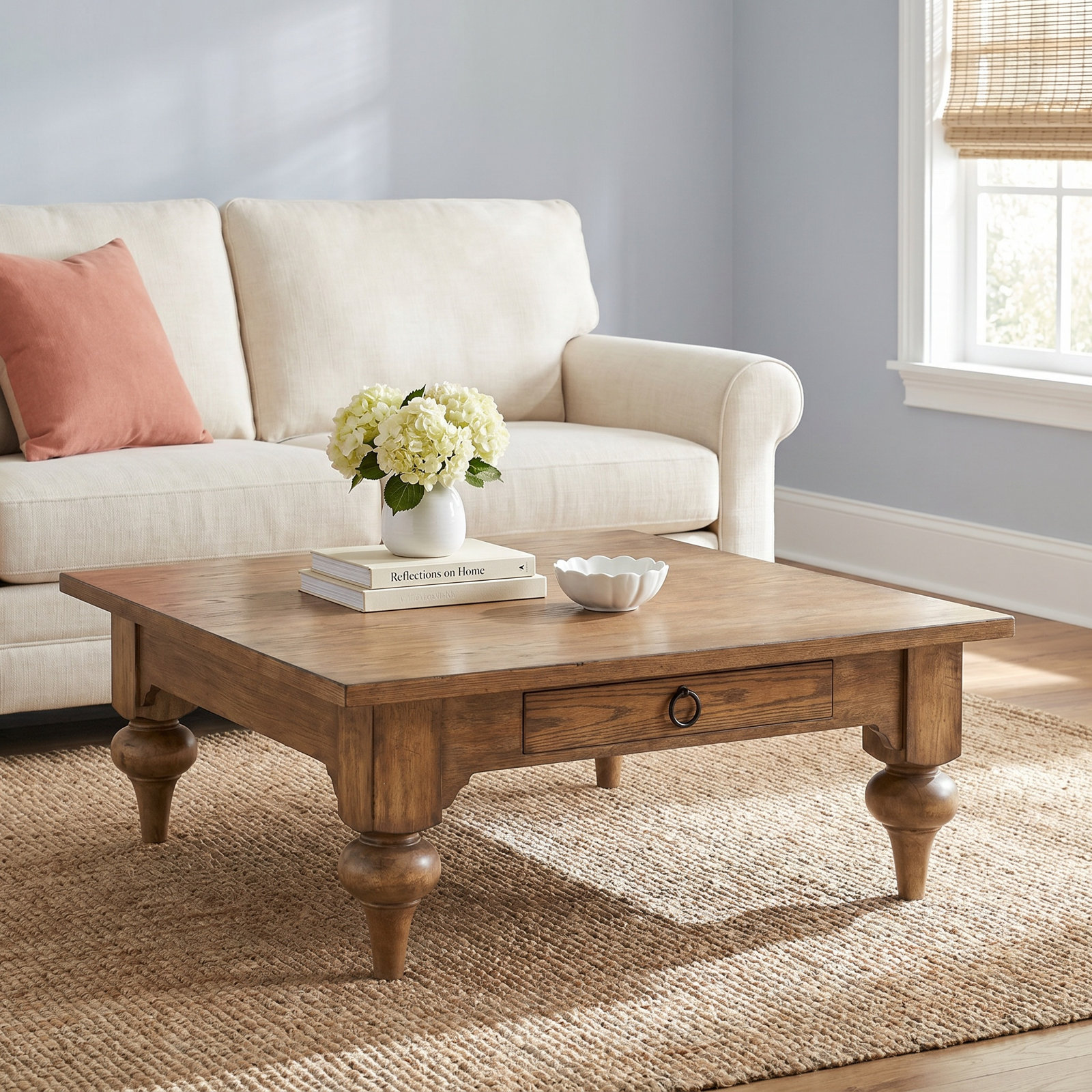 Country Living Vintage Market 48" Oak Cocktail Table, Brown