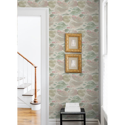 Papier peint peler et coller Water Lily Blush and Teal