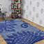 Tapis écologiques en laine touffetés à la main - rectangulaires, de couleur bleue, de conception moderne et contemporaine, tapis antidérapants faits à la main et épais pour le salon, la chambre à coucher-375856396