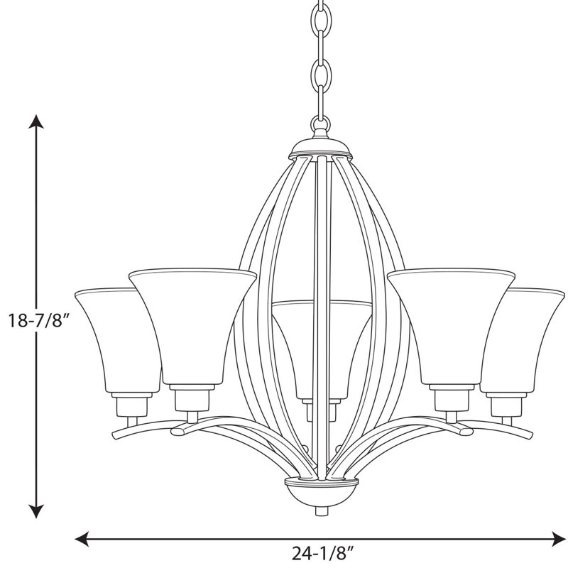 Jilliann 5 - Light Steel Dimmable Chandelier, Brushed Nickel