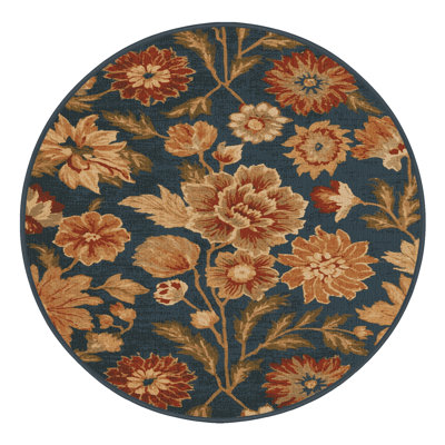 Machine Washable Botanical Black Area Rug