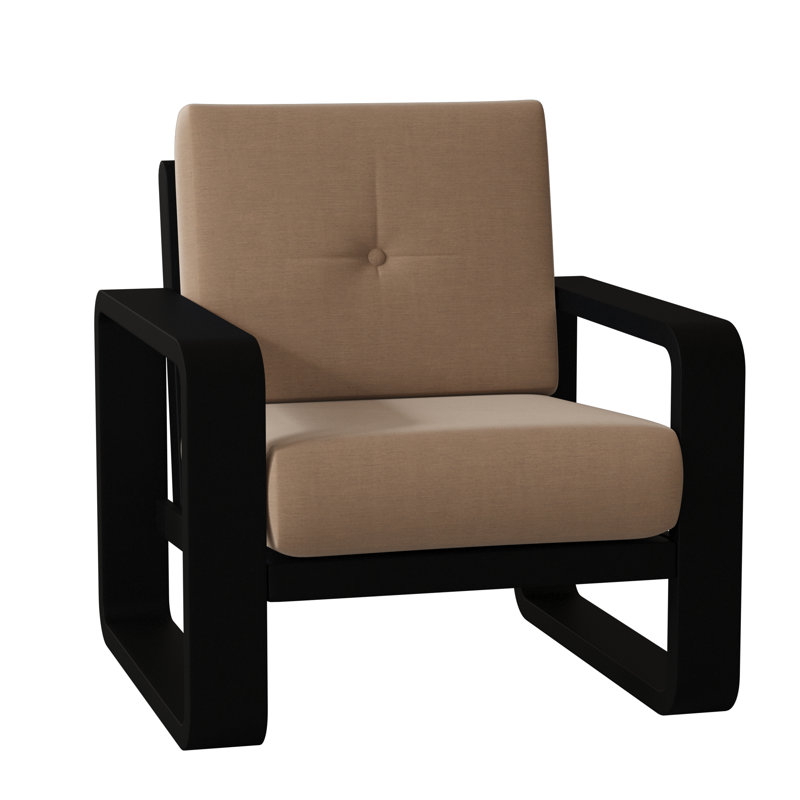 Vale Outdoor Lounge Chair, Canvas Heather Beige Sunbrella® Canvas, Textured Black