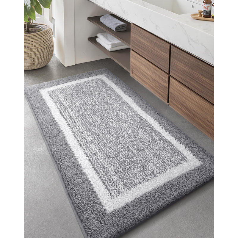 Tapis de bain avec envers antidérapant, Gris clair, L 47 po x l 24 po