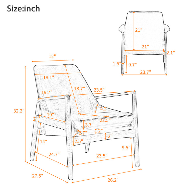 Ensemble de 2 fauteuils avec structure en bois massif, Brun, Polyester beige