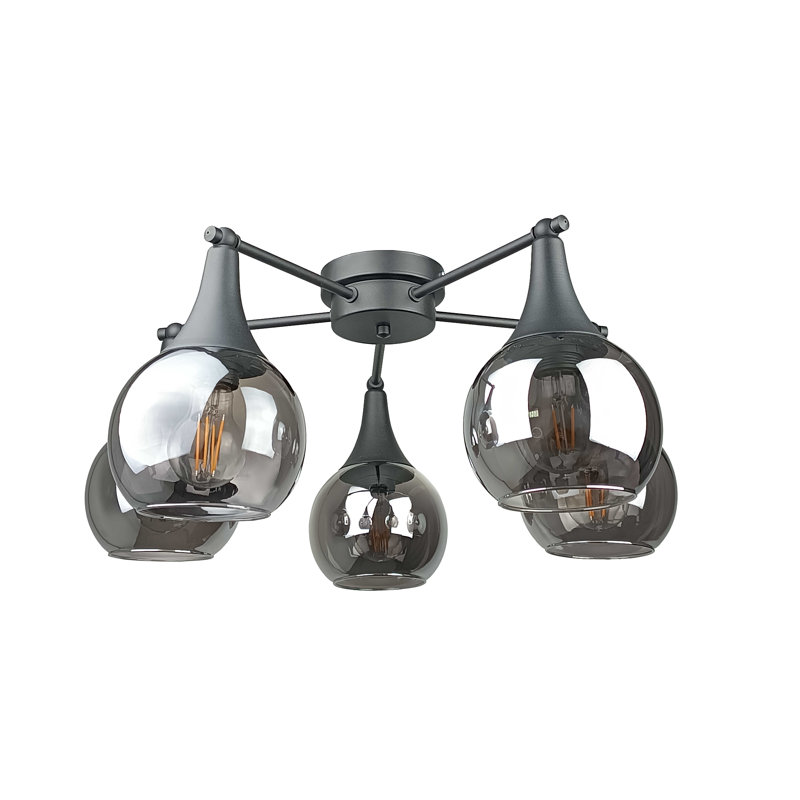 Brinsley Glass Semi Flush Mount, Black