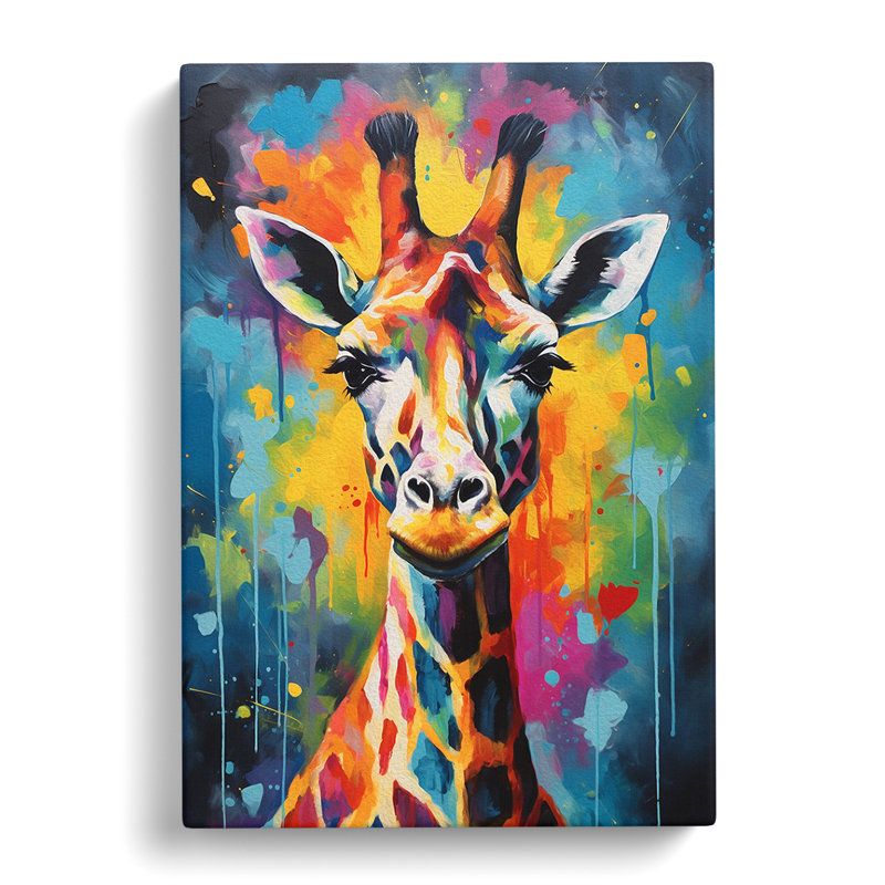 Giraffe Gestural - Wrapped Canvas
