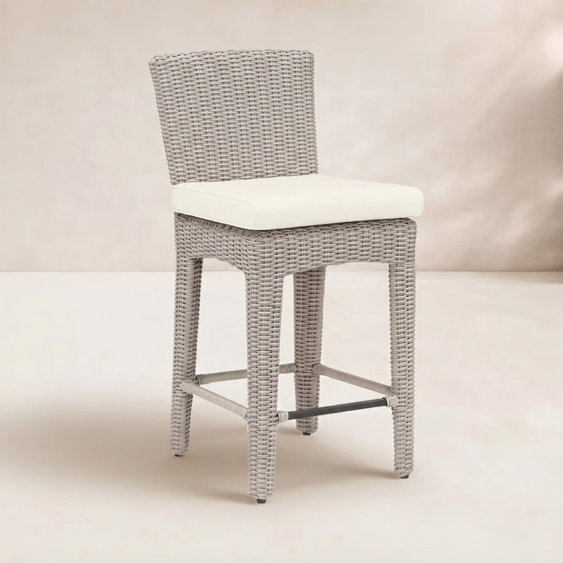 Manhattan Outdoor Bar Stool, Canvas Flax Sunbrella® Canvas, Bar Stool (30" Seat Height)