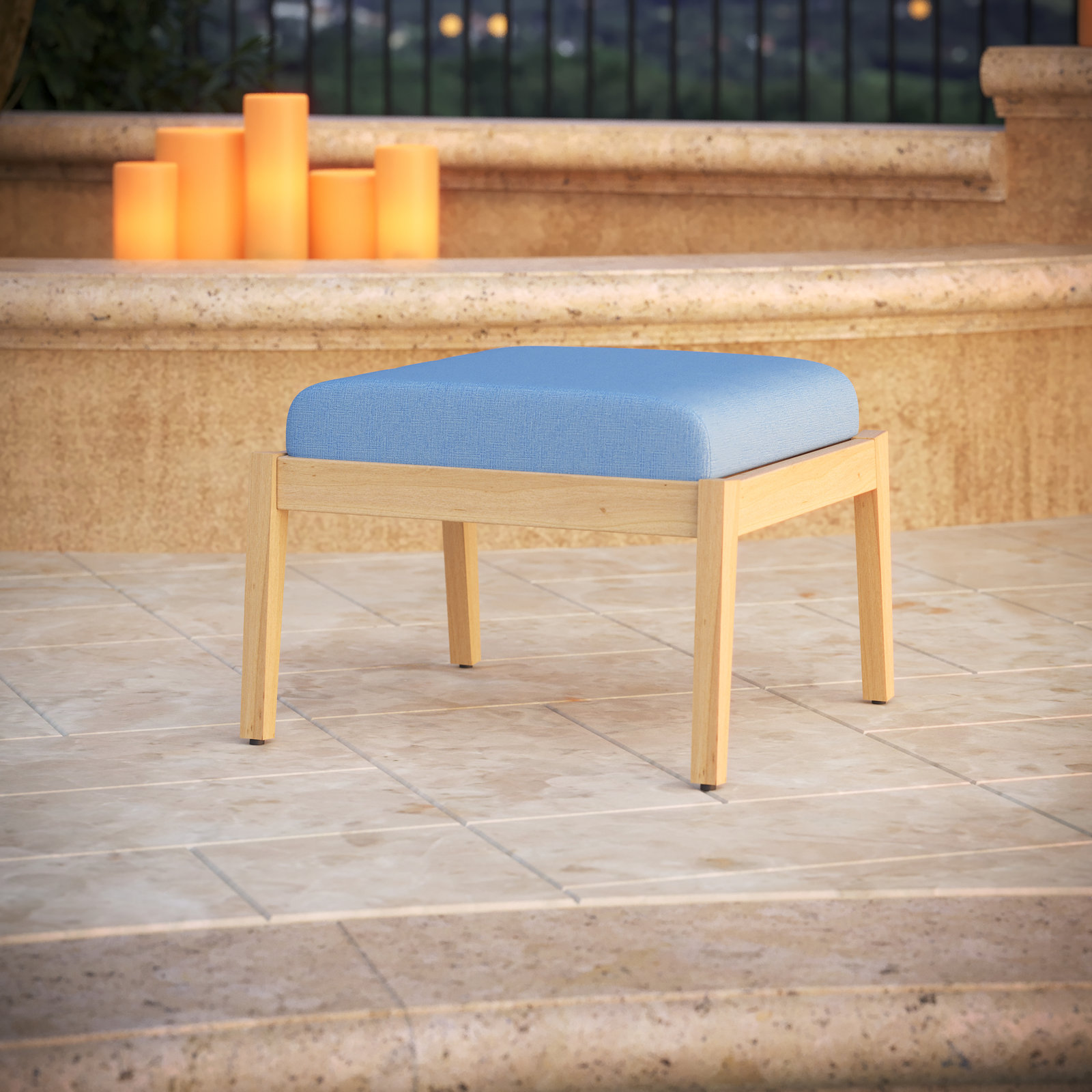 Sunbrella® Outdoor Ottoman Cushion, Sunbrella® Canvas Air Blue, 4" H x 22" W x 20" D