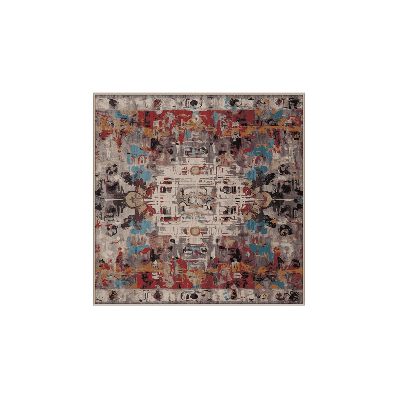 Machine Washable Brown Area Rug, Square 4'