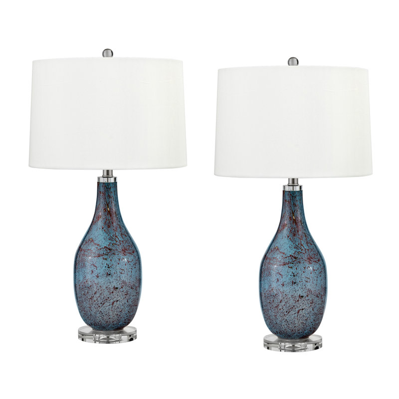 Bitonto 29" Light Blue and Red Table Lamp with USB Port