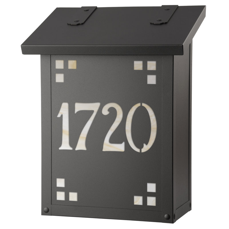 Brass Wall Mounted Mailbox, Textured Black, Gold Iridescent, Yes