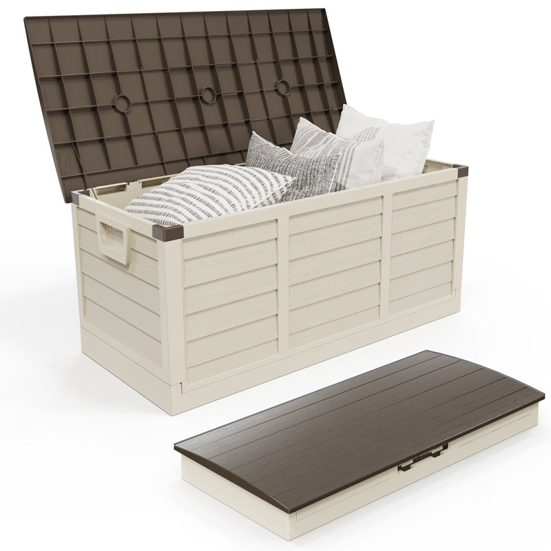 Couvercle de rangement extérieur pliable 75 gallons, Café/crème