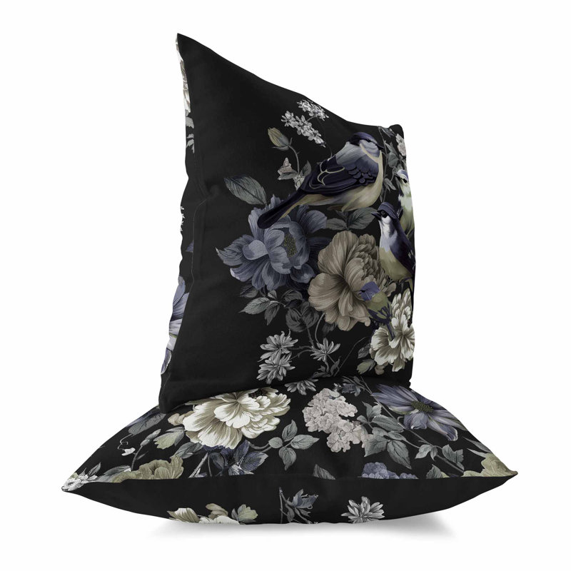 Coussin Petal, H 16 po x l 16 po, Noir / gris