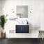 Meuble-lavabo bleu marine 30 po x 22 po, surface en marbre, robinet, miroir à DEL - dessus de qualité supérieure résistant aux égratignures et aux taches.