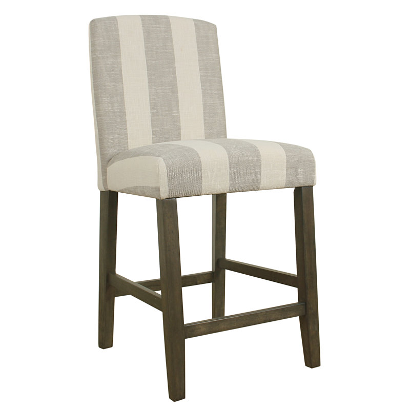 Curved Back 24 Inches Barstool, Gray/Beige