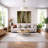 Subtle Olive Green Abstract Earth Tones Triptych – Pictures Extra Large Framed Canvas Print 3 Pieces Wall Art-502217882-502217887