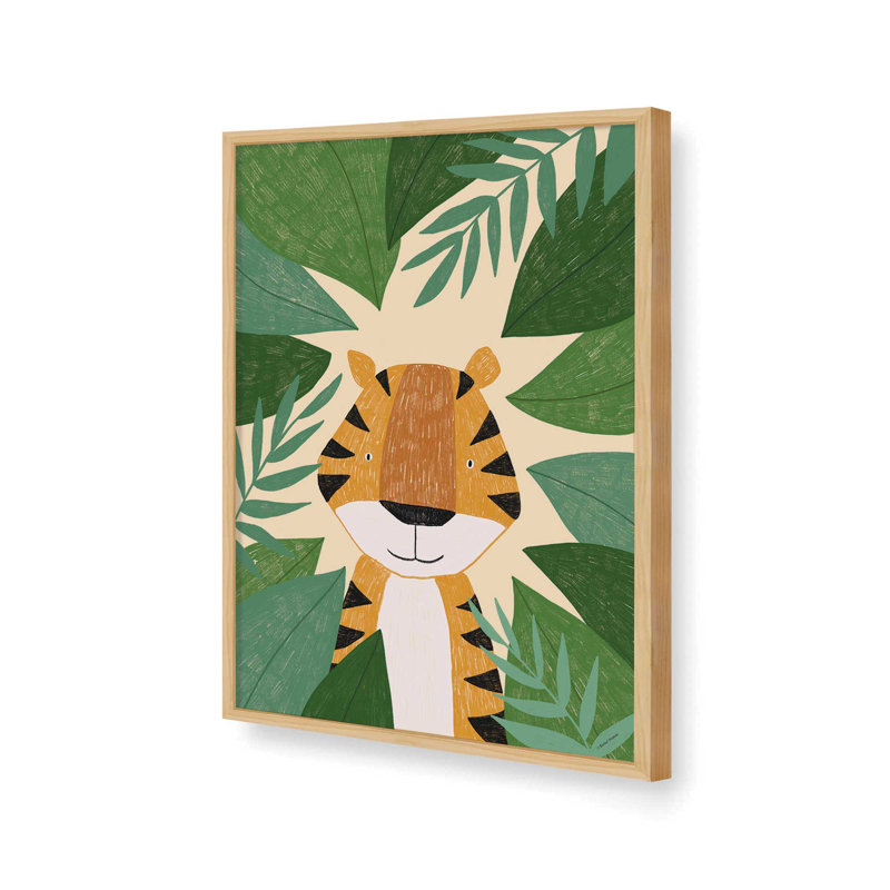 Tiger Peek-a-Boo by Rachel Nieman Art Print, Tan, 18 W x 24 H, Framed Print